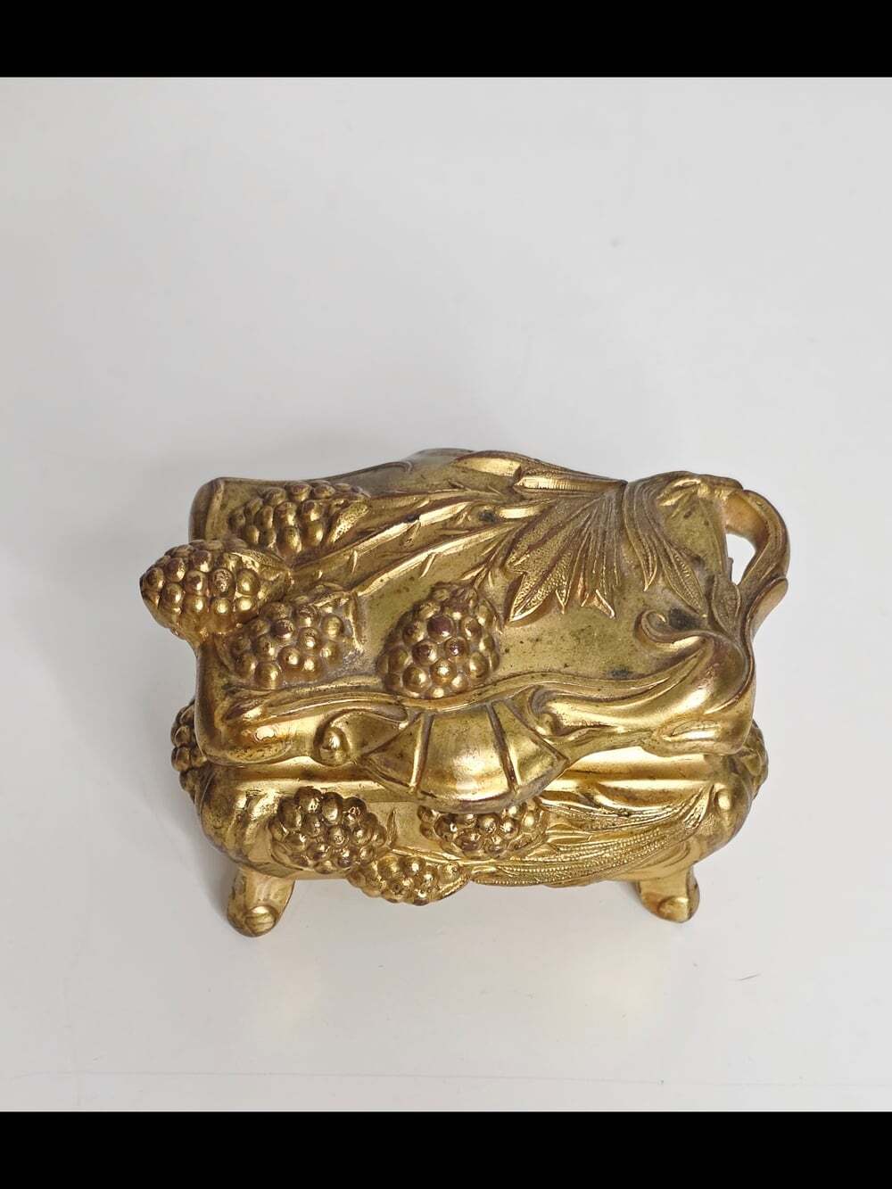 Antique 1800s Art Nouveau Ornate Gold Floral Jewellery Casket/Trinket Box - Picture 2 of 11